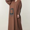 عباية بنية اللون بجيب رقم 9 Brown Abaya with Pocket