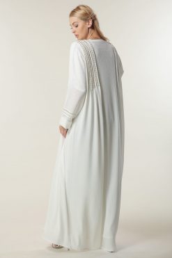 white and Gold Open Abaya 6 MOILAAM2076 3 white and Gold Open Abaya