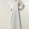 white and Gold Open Abaya