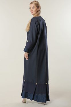 MOILAAM2073 3 Navy Abaya with Pleats