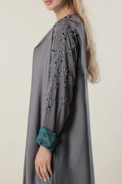 MOILAAM2072 4 Grey Embellished Abaya