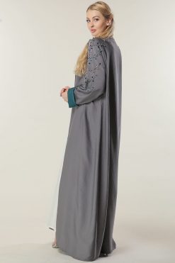 MOILAAM2072 3 Grey Embellished Abaya
