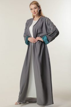 MOILAAM2072 2 Grey Embellished Abaya