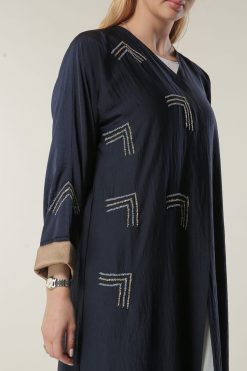 MOILAAM2064 4 Navy Abaya with Embellishment