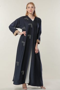 Navy Abaya with  Embellishment