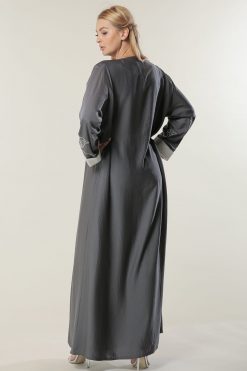 Grey Abaya with Embellishment 6 MOILAAM2059 3 Grey Abaya with Embellishment