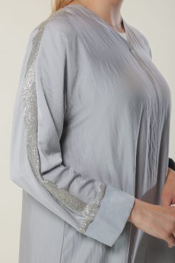 Grey Abaya with Embellishment 7 MOILAAM2051 4 Grey Abaya with Embellishment