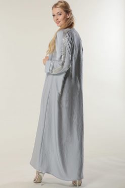 Grey Abaya with Embellishment 6 MOILAAM2051 3 Grey Abaya with Embellishment