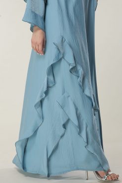 MOILAAM2050 4 Blue Casual Abaya with frills