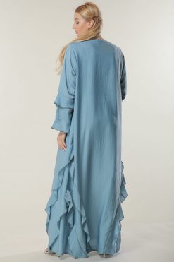 MOILAAM2050 3 Blue Casual Abaya with frills