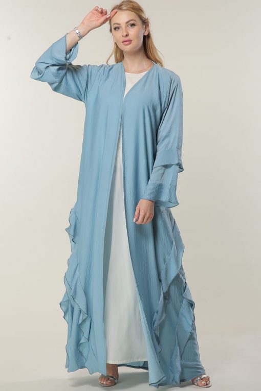 Blue Casual Abaya with frills