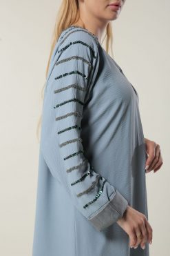 MOILAAM2049 4 Light Blue Open Abaya