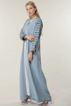 MOILAAM2049 2 Light Blue Open Abaya