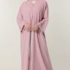 Pink Embroidered Abaya