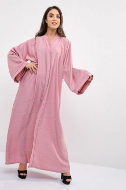 bsi01 aa001 bsi1130 5 Pink Abaya with Pearls
