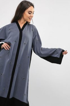 bsi01 aa001 bsi1104 3 Grey And Black Abaya