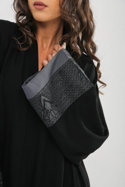 bsi01 aa001 bsi1063 3 Black And Grey Embroidered Abaya