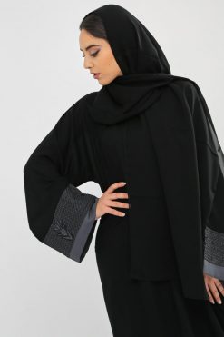 bsi01 aa001 bsi1063 4 Black And Grey Embroidered Abaya