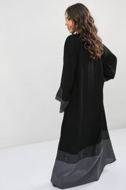 bsi01 aa001 bsi1063 5 Black And Grey Embroidered Abaya