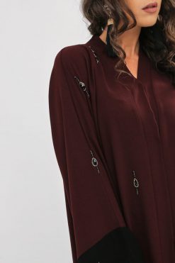 bsi01 aa001 bsi1051 3 Black And Maroon tow Tone Abaya