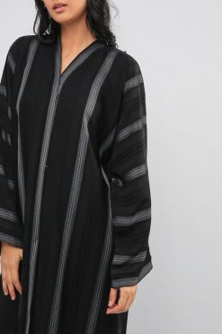 bsi01 aa001 bsi1042 4 Self Print Stripes Abaya
