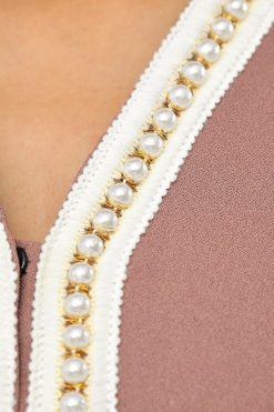 bsi01 aa001 bsi863 4 Pearls Lace Embellished Abaya