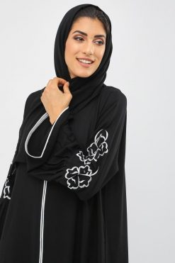 bsi01 aa001 bsi842 3 Abaya with White Embroidery