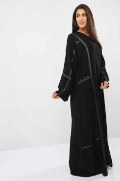 bsi01 aa001 bsi818 2 Beads Embellished Open Front Abaya