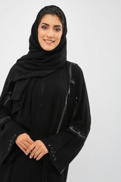 bsi01 aa001 bsi818 3 Beads Embellished Open Front Abaya