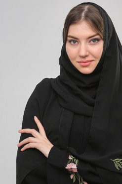 bsi01 aa001 bsi782 4 Rose Embroidered Black Abaya