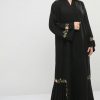 Rose Embroidered Black Abaya