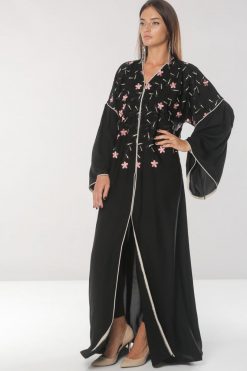 bsi01 aa001 bsi391 4 Flower Embroidered Abaya
