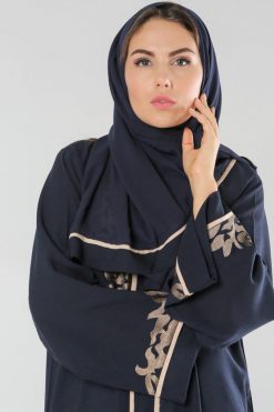 bsi01 aa001 bsi87 3 Navy Embroidered Abaya