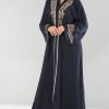 Navy Embroidered Abaya
