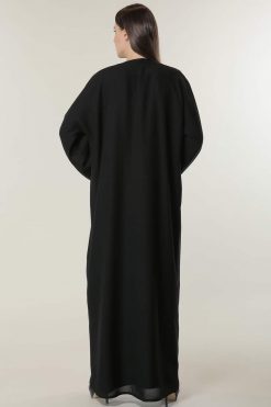 MOILAAQ2032 3 Black Abaya with Abstract Handwork