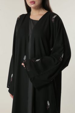 MOILAAQ2031 4 Black Abaya with embroidery Motifs