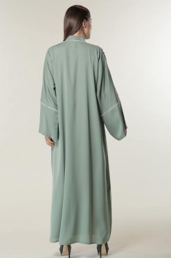 MOILAAQ2030 3 Pastel Green Abaya with Crystals
