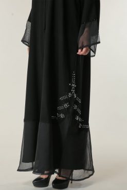 MOILAAQ2024 4 Black Abaya with Embroidered Motifs