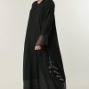 Black Abaya with Embroidered Motifs