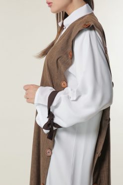 MOILAAQ2011 4 Buttons White Abaya