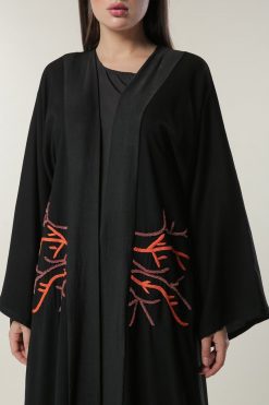 MOILAAQ2005 3 Black Abaya with Thread Handwork