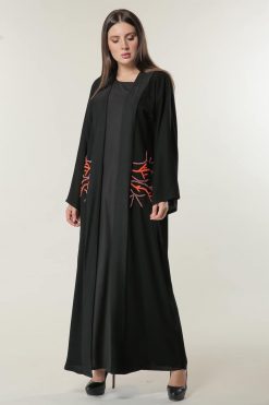 Black Abaya with Thread Handwork