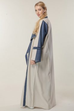MOILAAQ2003 3 Denim Collar Beige Casual Abaya