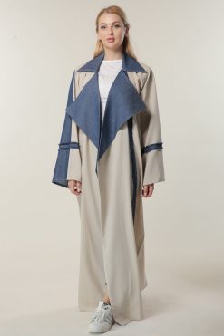 Denim Collar Beige Casual Abaya
