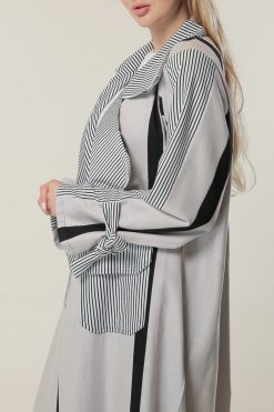 Black & White stripes Casual Abaya 7 MOILAAQ2002 4 Black & White stripes Casual Abaya