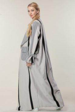 Black & White stripes Casual Abaya 6 MOILAAQ2002 3 Black & White stripes Casual Abaya