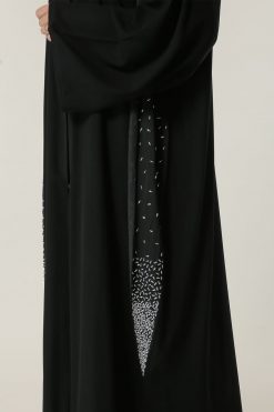MOILAAQ2001 4 Black Abaya with Twin Panels