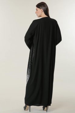 MOILAAQ2001 3 Black Abaya with Twin Panels