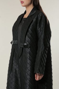 عباية معطف جاكار أسود 7 MOILASR2118 4 Black Jaquard Coat Abaya