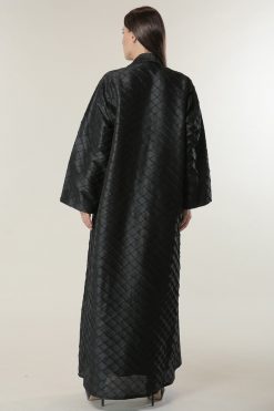 عباية معطف جاكار أسود 6 MOILASR2118 3 Black Jaquard Coat Abaya